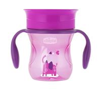 Chicco Perfect Cup Premier Verre pour Enfants 200 ml, 1 Tasse Biberon 12+ Mois pour Apprendre à Boire, avec Membrane en Silicone à 360° et Poignées Amovibles, Rose/Violet