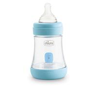 Chicco Perfect Lot de 5 bouteilles antitoliques avec tétine en silicone à débit lent pour 0 mois Biofonctionnel avec système Intuiflow Bleu 150 ml