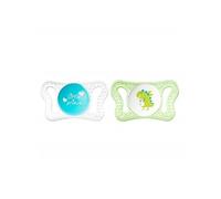 Chicco - Lot de 2 sucettes Physio Micro silicone + Boîte stérilisable 0-2m Bleu