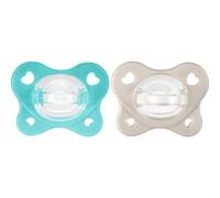 Chicco Lot de 2 tétines en silicone Dual Soft - Pour bébé garçon de 6 à 16 mois - Bicolore - Soutiennent la respiration et favorisent le bon développement de la bouche