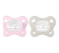Chicco Lot de 2 tétines en silicone Dual Soft - Pour bébé fille de 2 à 6 mois - Bicolore - Favorise la respiration et favorise le bon développement de la bouche