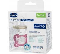 Chicco Lot de 2 tétines en silicone Dual Soft - Pour bébé fille de 6 à 16 mois - Bicolore - Favorise la respiration et favorise le bon développement de la bouche