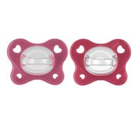 Chicco Lot de 2 tétines en silicone Dual Soft - Pour bébé fille de 16 à 36 mois - Bicolore - Favorise la respiration et favorise le bon développement de la bouche