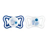 Chicco PhysioForma Light, Sucette bébé, Tétine en Silicone 16-36 Mois, Légère et Respirante, Forme Ergonomique, Soutient la Respiration Physiologique et le bon développement de la Bouche, Bleu, 2pcs