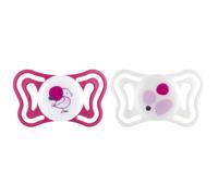 Chicco PhysioForma Light, Sucette bébé, Tétine en Silicone 6-16 Mois, Légère et Respirante, Forme Ergonomique, Soutient la Respiration Physiologique et le bon développement de la Bouche, Rose, 2pcs