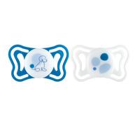 Chicco PhysioForma Light, Sucette bébé, Tétine en Silicone 6-16 Mois, Légère et Respirante, Forme Ergonomique, Soutient la Respiration Physiologique et le bon développement de la Bouche, Bleu, 2pcs