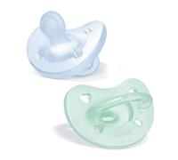 Chicco Physioforma Lot de 2 tétines 100% silicone souple pour bébé de 0 à 6 mois sans BPA et latex Housse réutilisable, bleu/vert