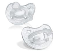 Chicco PhysioForma Luxe Lot de 2 tétines en silicone pour bébé de 0 à 6 mois, collerette texturée tendance, sans BPA et sans latex, coque stérilisée réutilisable, cristal