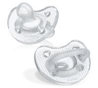 Chicco PhysioForma Luxe Lot de 2 tétines en silicone pour bébé de 6 à 16 mois, collerette texturée tendance, sans BPA et sans latex, coque stérilisée réutilisable, cristal