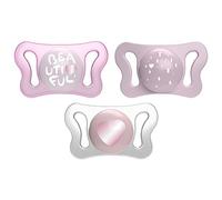 Chicco PhysioForma Micrò, Sucette pour Nouveau-né, Légère avec Mini Tétine, Forme Ergonomique, Soutient la Respiration Physiologique et le bon développement de la Bouche, 2 Pièces, Rose/Violet