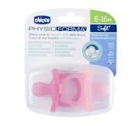 Chicco PhysioForma Sucette en Silicone 6-16 Mois, Ensemble de Tétines Douces et Délicates, Nouvelle Version, Rose