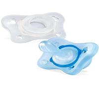 Chicco Physioforme Mini caoutchouc Lumi en silicone 2-6 mois, 2 pièces, supportent la respiration physiologique et favorisent le développement correct de la bouche, s'illumine au buio, Neutre