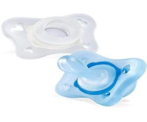 Chicco Physioforme Mini caoutchouc Lumi en silicone 2-6 mois, 2 pièces, supportent la respiration physiologique et favorisent le développement correct de la bouche, s'illumine au buio, Neutre