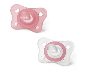 Chicco PhysioForme tétine en silicone 2 - 6 mois, 2 pièces, lot de compresses de 0 à 2 mois, supporte la respiration physiologique et favorise le développement de la bouche, rose