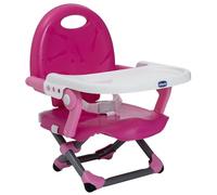 Chicco Pocket Snack Rehausseur Chaise Bébé pour Enfants de 6 mois à 3 ans (15 kg), Chaise Haute Portable, Réglable, avec Fermeture Compacte et Plateau Amovible - Pink