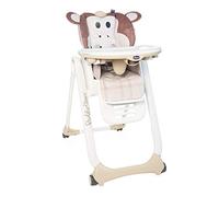Chicco Polly 2 Start Chaise Haute pour Bébé de la Naissance à 3 ans (15 kg), Réglable, 4 Roues, Dossier Entièrement Inclinable en Transat et Fermeture Compacte - monkey - 1 Unité (Lot de 1)