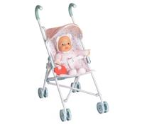 Chicco Poupée avec Poussette, Poupée douce avec Dents de massage, Lavable en machine, Poussette jouet à 4 roues, léger et facile à plier, Siège en tissu, 3 ans +