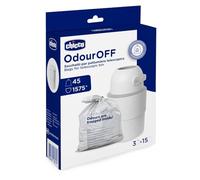 Chicco Sachets Anti-Odeurs, Poubelle Télescopique, Matériau Robuste 3-Couches, 45 Sacs, 15x3