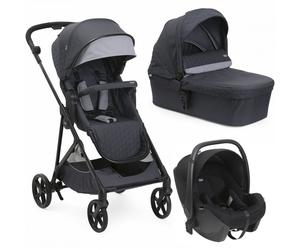 Chicco Seety Boston Grey Trio avec Siège Auto Kory Essential i-Size Noir Charge Maximale 22 kg