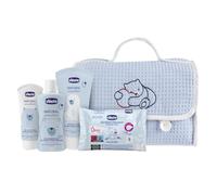 CHICCO Sensation naturelle - Sac de culture bleu contient 1 mousse et bain pour le corps - Sans larmes 200 ml, 1 lotion pour le corps 150 ml, 1 crème enveloppante 4 en 1 100 ml, 1 chiffon de nettoyage