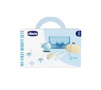 Chicco Set de bain pour bébés, idée cadeau, idée cadeau naissance, avec peigne, brosse douce, thermomètre, gant de toilette en éponge et une paire de ciseaux, hygiène bébé, produits de bain, bleu