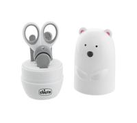 Chicco Set de manucure Ours Polaire pour Enfants, composé de Ciseaux, Coupe-Ongles, Pince à épiler, Lime