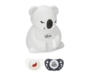 Chicco Set Veilleuse et 2 Sucettes Air Lumi 16-36 Mois, Veilleuse bébé rechargeable avec 8 lumières multicolores, Sucette 16-36 Mois, qui brille dans l'obscurité, Tétine en Silicone, Bleu