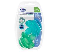 Chicco Sucette Physio Soft Tout Silicone +6m Bleu et Vert