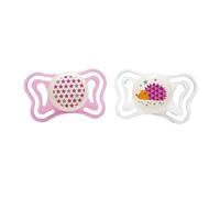 Chicco - Lot de 2 sucettes Physio Light silicone + Boîte stérilisable 6-16m Rose