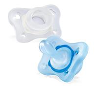 Chicco Sucette Physio Mini Soft "tout silicone" - x2 - bleu et neutre - 0-2m