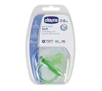 CHICCO Sucette Physio Soft ""tout silicone"" - Vert ou violet aléatoire - 0-6m - Blister