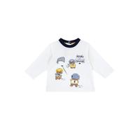 Chicco T- Shirt in Cotone a Maniche Lunghe Pantoufles Bambins, Bianco E BLU, 12 Mois Bébé garçon