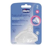 Chicco Tétine Silicone Natural Feeling Flux Moyen Bout Incliné x 1 2 Mois+