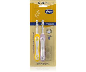 Chicco Toothbrush Set 6-36m brosse à dents pour enfants Lilac-Mustard 6-36m 2 pcs