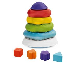 Chicco Tour d'Anneaux 2-en-1 Jeu Empilable, Centre d'Activité, Jeu de Formes à Emboîter et Textures Différentes, Développement de la Motricité et de la Coordination, Cadeau pour Enfant, 6-36 Mois