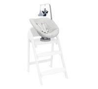 Chicco Transat bébé pour chaise haute Crescendo, deux positions d'inclinaison, rembourrage en coton bilogique, housse amovible et lavable en machine, avec barre de jeux et pendentifs, Max 9 kg, gris