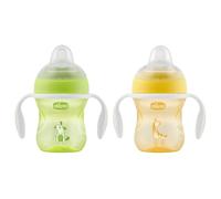 Chicco Transition Cup Verre anti-goutte pour enfants, 200 ml, tasse Biberon 4 mois pour apprendre à boire, avec bec ergonomique en silicone, double valve anti-colique, sans BPA - Jaune ou vert