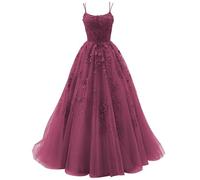 ChicFash Robe de soirée élégante pour mariage pour femme Corset Dos nu Robe de soirée en tulle à bretelles spaghetti Robe de bal, Rose du désert, 32