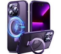 Chicfun 3-en-1 Coque pour 13 Pro Max avec Aimantée Support Anneau Bague, Compatible avec MagSafe, NO.1 Magnétique Protection Antichoc Militaire, Silicone iPhone 13 Pro Max Case Béquille Pied Violet