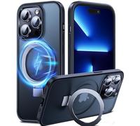 Chicfun 3-en-1 Coque pour 13 Pro Max avec Aimantée Support Anneau Bague, Compatible avec MagSafe, NO.1 Magnétique Protection Antichoc Militaire, Silicone iPhone 13 Pro Max Case Béquille Pied Noir