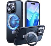 Chicfun 3-en-1 Coque pour 15 Pro avec Aimantée Support Anneau Bague, Compatible avec MagSafe, NO.1 Magnétique Protection Antichoc Militaire, Silicone iPhone 15 Pro Case Béquille Pied Noir