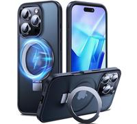 Chicfun 3-en-1 Coque pour 16 Pro Max avec Aimantée Support Anneau Bague, Compatible avec MagSafe, NO.1 Magnétique Protection Antichoc Militaire, Silicone iPhone 16 Pro Max Case Béquille Pied Noir