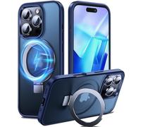 Chicfun 3-en-1 Coque pour 16 Pro Max avec Aimantée Support Anneau Bague, Compatible avec MagSafe, NO.1 Magnétique Protection Antichoc Militaire, Silicone iPhone 16 Pro Max Case Béquille Pied Bleu