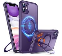 Chicfun 360 ° O - Ring Magstander Coque pour iPhone 11 avec Support Magnétique Anneau [Compatible avec magsafe 360 ° Rotatif Anneau de Support Militaire Antichoc] Coque 11 Violet