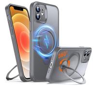 Chicfun 360 ° O - Ring Magstander Coque pour iPhone 12/12 Pro avec Support Magnétique Anneau [Compatible avec magsafe 360 ° Rotatif Anneau de Support Militaire Antichoc] Coque 12/12 Pro Gris