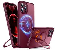 Chicfun 360 ° O - Ring Magstander Coque pour iPhone 12 Pro Max avec Support Magnétique Anneau [Compatible avec magsafe 360 ° Rotatif Anneau de Support Militaire Antichoc] Coque 12 Pro Max Bourgogne