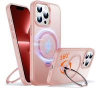 Chicfun 360 ° O - Ring Magstander Coque pour iPhone 13 Pro avec Support Magnétique Anneau [Compatible avec magsafe 360 ° Rotatif Anneau de Support Militaire Antichoc] Coque 13 Pro Couleur Rose