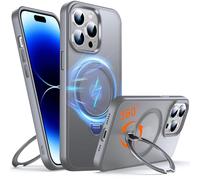 Chicfun 360 ° O - Ring Magstander Coque pour iPhone 14 Pro Max avec Support Magnétique Anneau [Compatible avec magsafe 360 ° Rotatif Anneau de Support Militaire Antichoc] Coque 14 Pro Max Gris