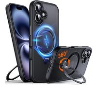 Chicfun 360 ° O - Ring Magstander Coque pour iPhone 16 avec Support Magnétique Anneau [Compatible avec magsafe 360 ° Rotatif Anneau de Support Militaire Antichoc] Coque 16 Noir