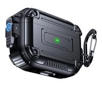 Chicfun Amour Lock Coque Protection pour AirPods Pro 2eme Génération avec Sécurité Verrou [360° Protection Robuste Intensive] Protege Boitier AirPods Pro 2/1 EME Generation Coque Noir